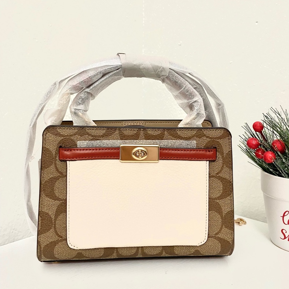 Coach Mini Lane Top Handle In Colorblock Signature Canvas